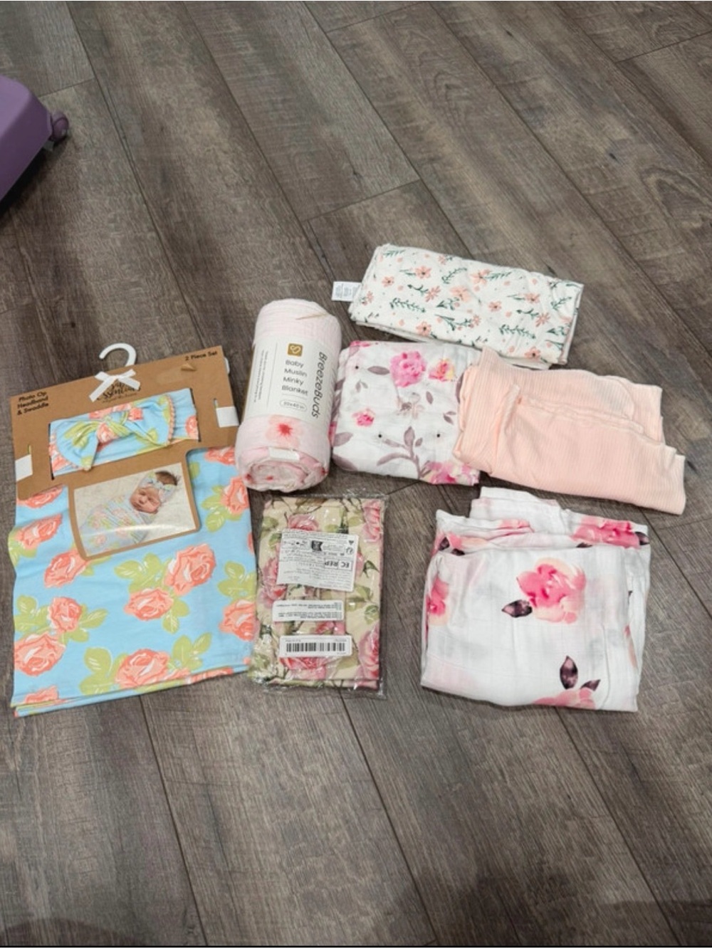 Floral Pink and Cream Baby Bedding Set - Soft Floral Prints